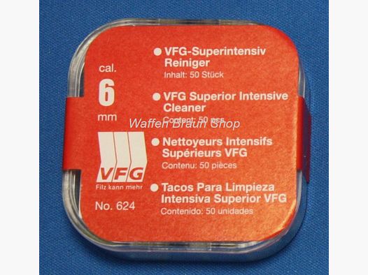 Limpiador Superintensivo VFG, No. 624, cal. 6mm, 50 piezas
