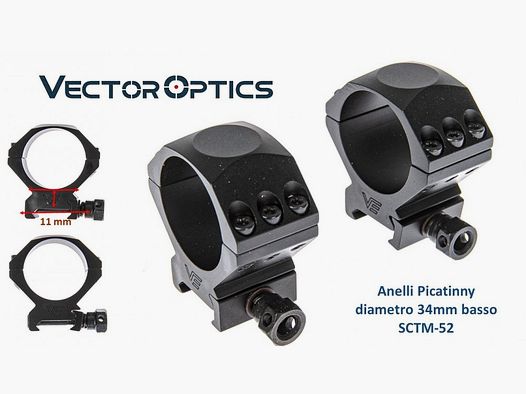 VECTOR OPTICS Anelli Picatinny diametro 34mm basso SCTM-52