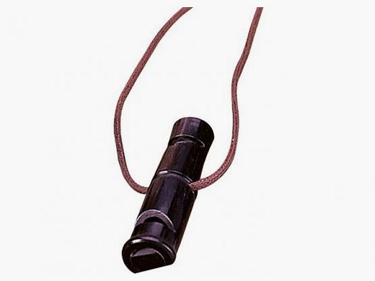 Silbato para perros Down-Doppelpfeife 60mm de cuerno de ciervo con correa de cuero