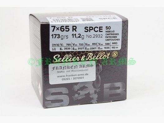 Sellier&Bellot 7x65R SPCE 173gr. 11,2g 50 pièces Prix dégressifs