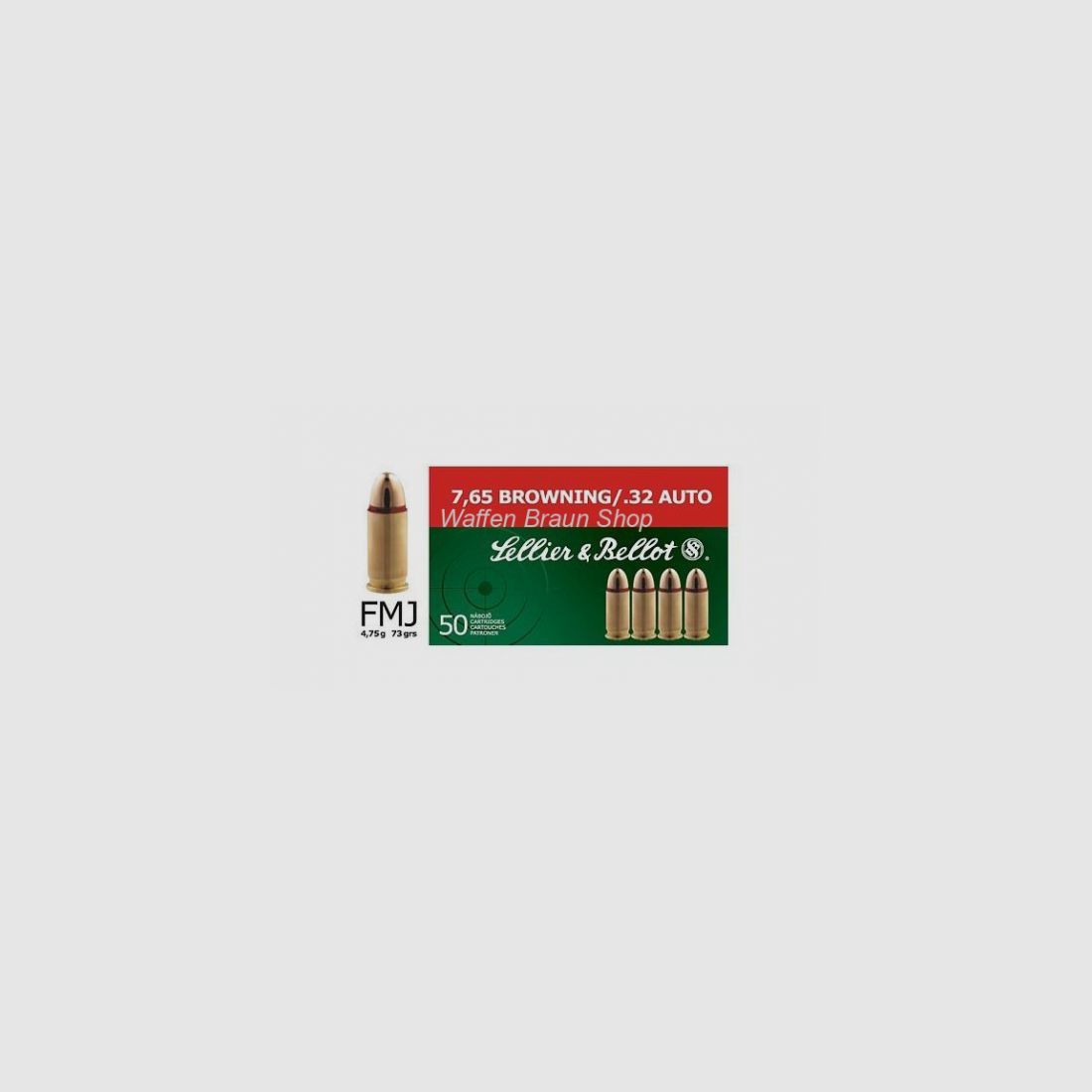 S+B 7,65mm Brow. FMJ 73grs. 50St
