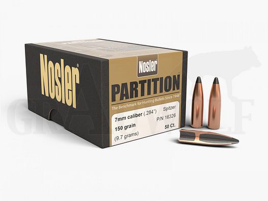 .284 / 7 mm 150 gr / 9,7 g Nosler Partition Geschosse 50 Stück