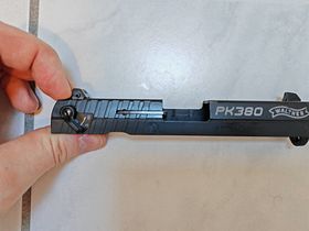 brünierter Ersatz / Wechselschlitten Verschluss für Umarex Walther PK380 9mm P.A.K. Gas- / Schreckschusspistole PtB 921