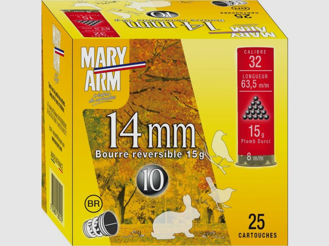 Cal. 36 Mary Arm reversible cartridge 10g 12mm No. 8, image 1 of 2
