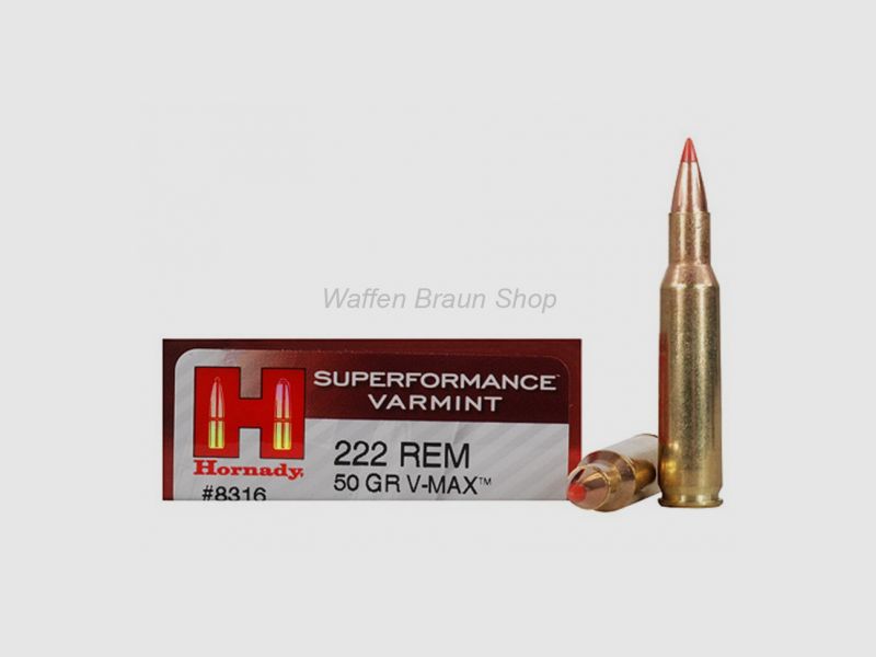 Hornady .222 Rem V-Max 50 granos 20 piezas #8316