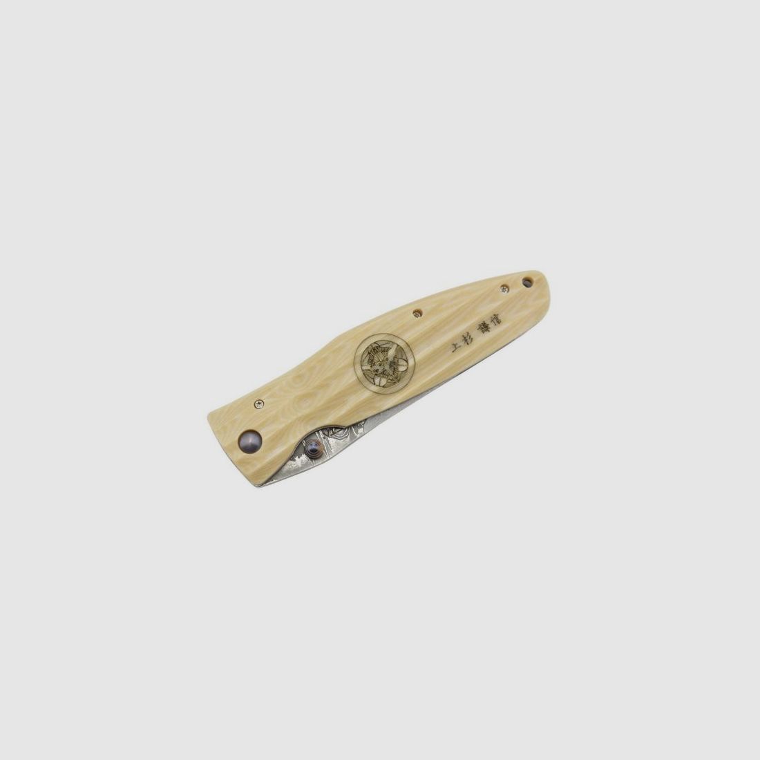 Mcusta MC-185D Sengoku Uesugi Kenshin pocket knife Damascus / VG-10 with ivory white Micarta, Bild 13 von 18