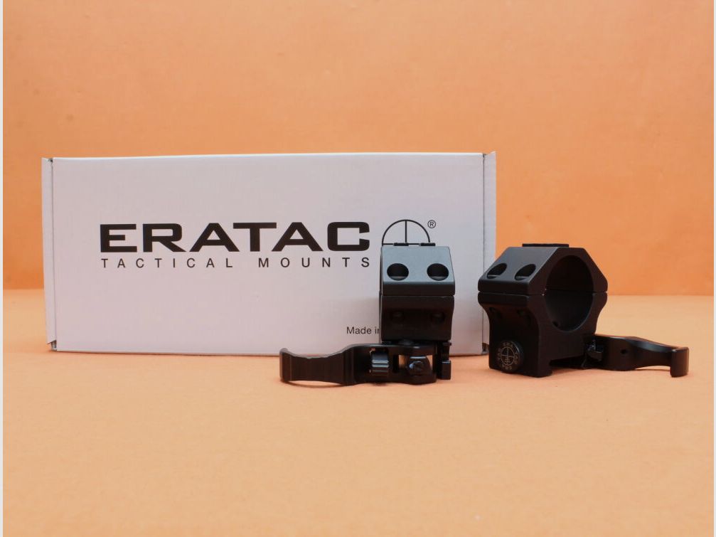 Recknagel Era-Tac QD Montageringe 30mm (T4003-0010) mit Hebel, Alu schwarz, BH=10mm für Picatinnyprofil