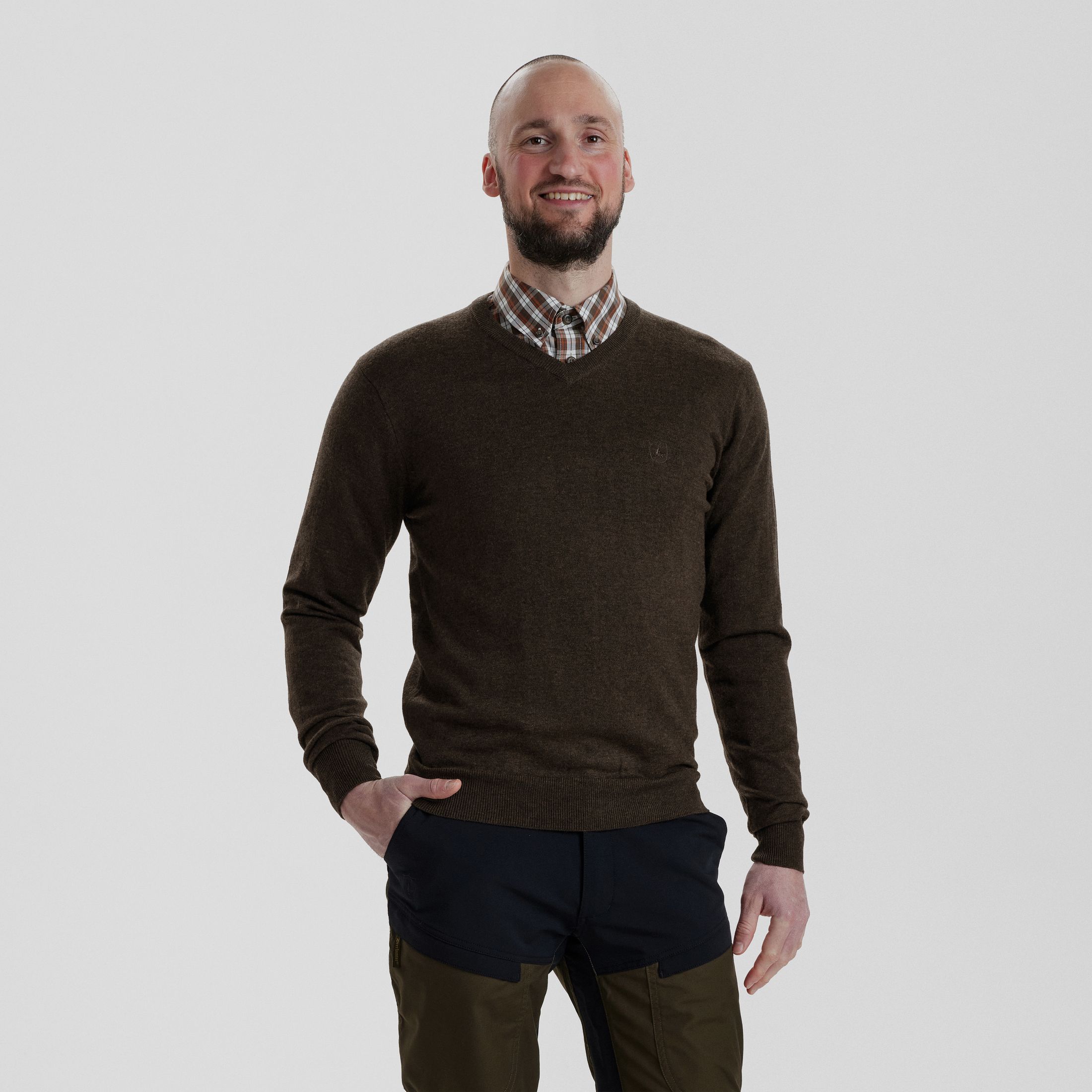 Kingston Pullover mit V-Ausschnitt - Dark Elm – Größe: S