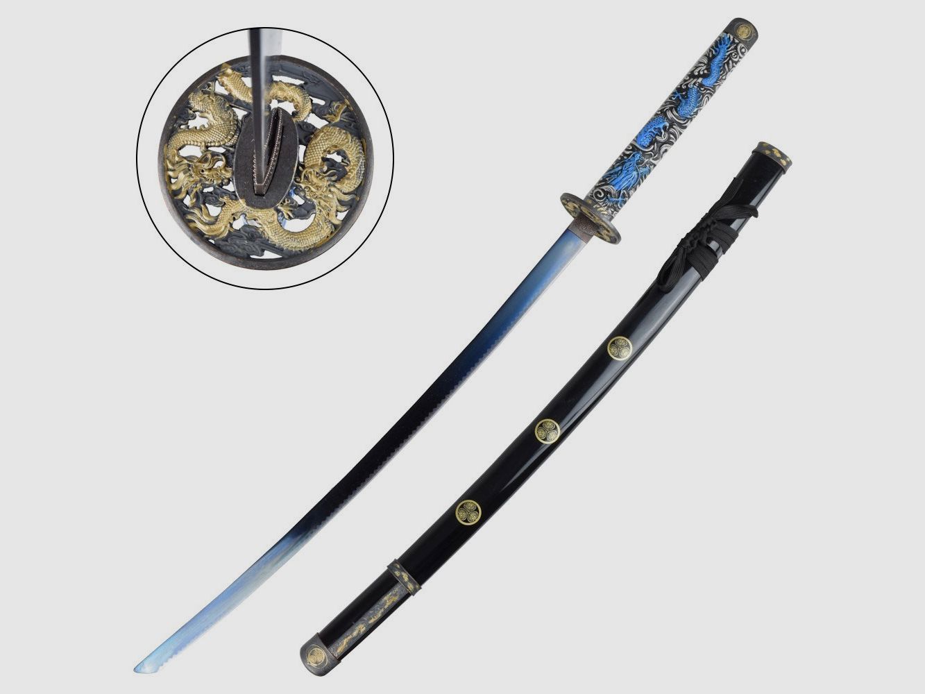 Katana Suiro niebieski w komplecie z Saya