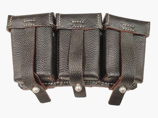 WH Patronentasche Magazintasche 98K , für K98 Ladestreifen ,Leder Schwarz , neufertigung / Repro