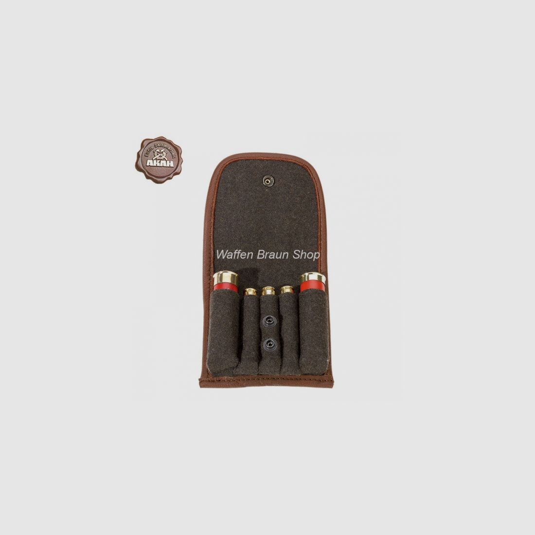 Funda de patron de AKAH de cuero de alce con exterior de paño, cuero de alce suave por dentro con forro de paño PISCHL marrón.