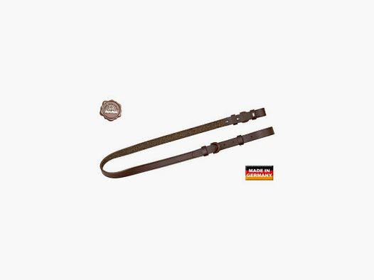BROWN LEATHER RIFLE SLING WITH CORK PAD 20MM LENGTH 97 CM