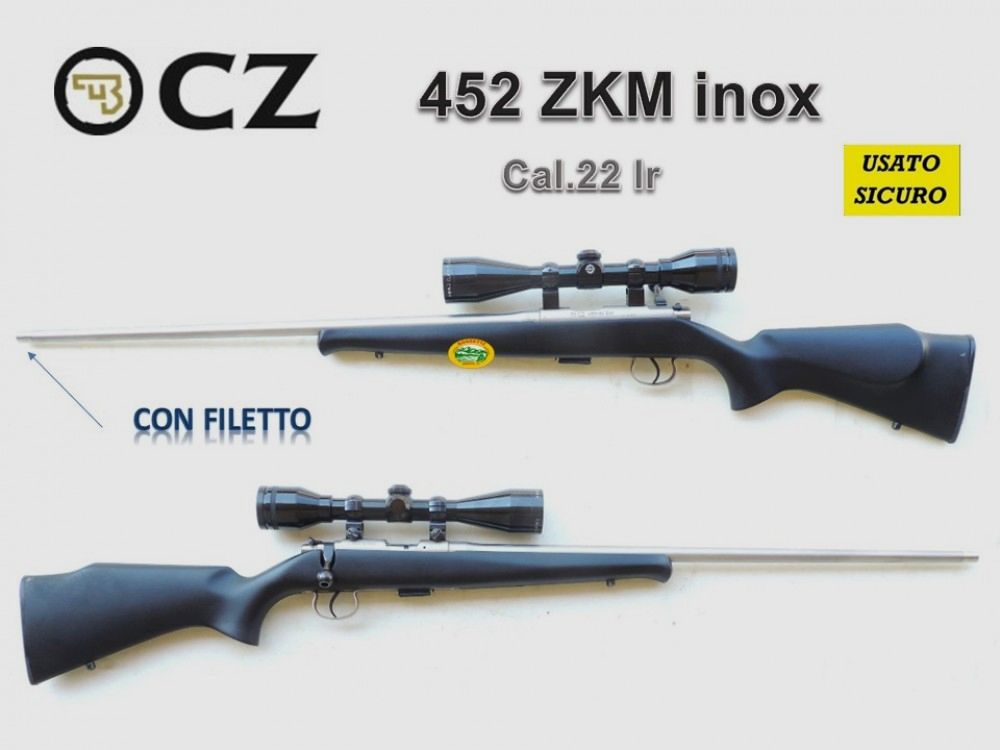 CZ 452 ZKM Inox kal.22 lr met draad - Gebruikt - R.16939
