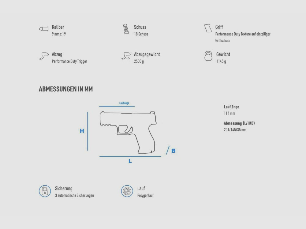 WALTHER PDP STEEL FRAME FS 4,5" 9mm Luger halbautomatische Pistole	 9mmLuger