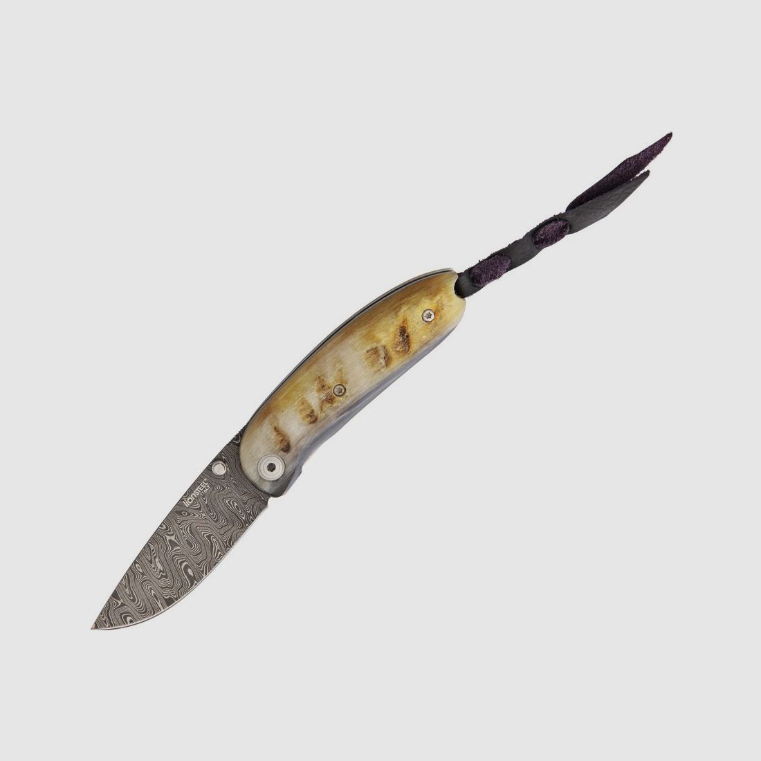 Mini-Klappmesser, rostfreie Damastklinge, Griff aus Widderhorn | 97223