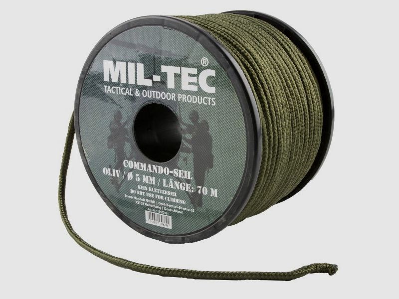 Mil-Tec Kommandoseil oliv 5 mm, 70 m