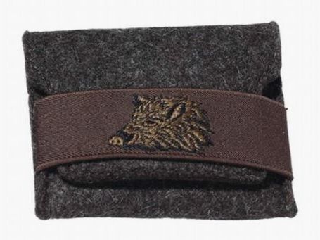 Filzpatronenetui, 5 Kugel, Stickerei Keilerhaupt