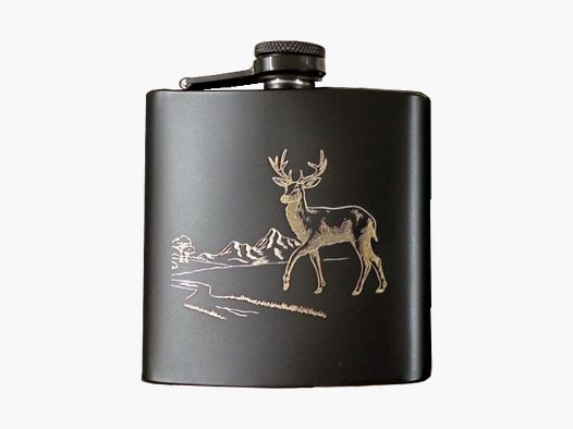Jagd Edelstahl- Flachmann / Flasche180 ml mit Hirsch Gravur