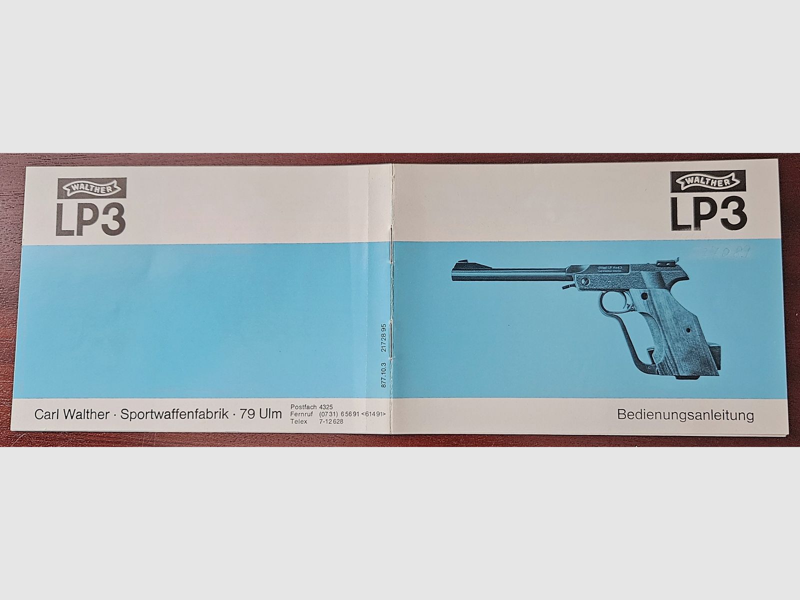 Istruzioni originali per l'uso della pistola ad aria compressa Walther 3, immagine 1 di 3