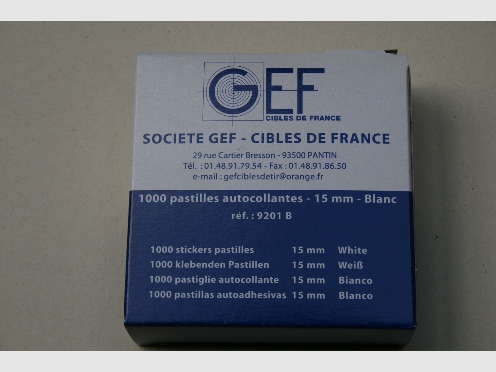 pastilles, gommettes autocollantes 15mm blanches/1000