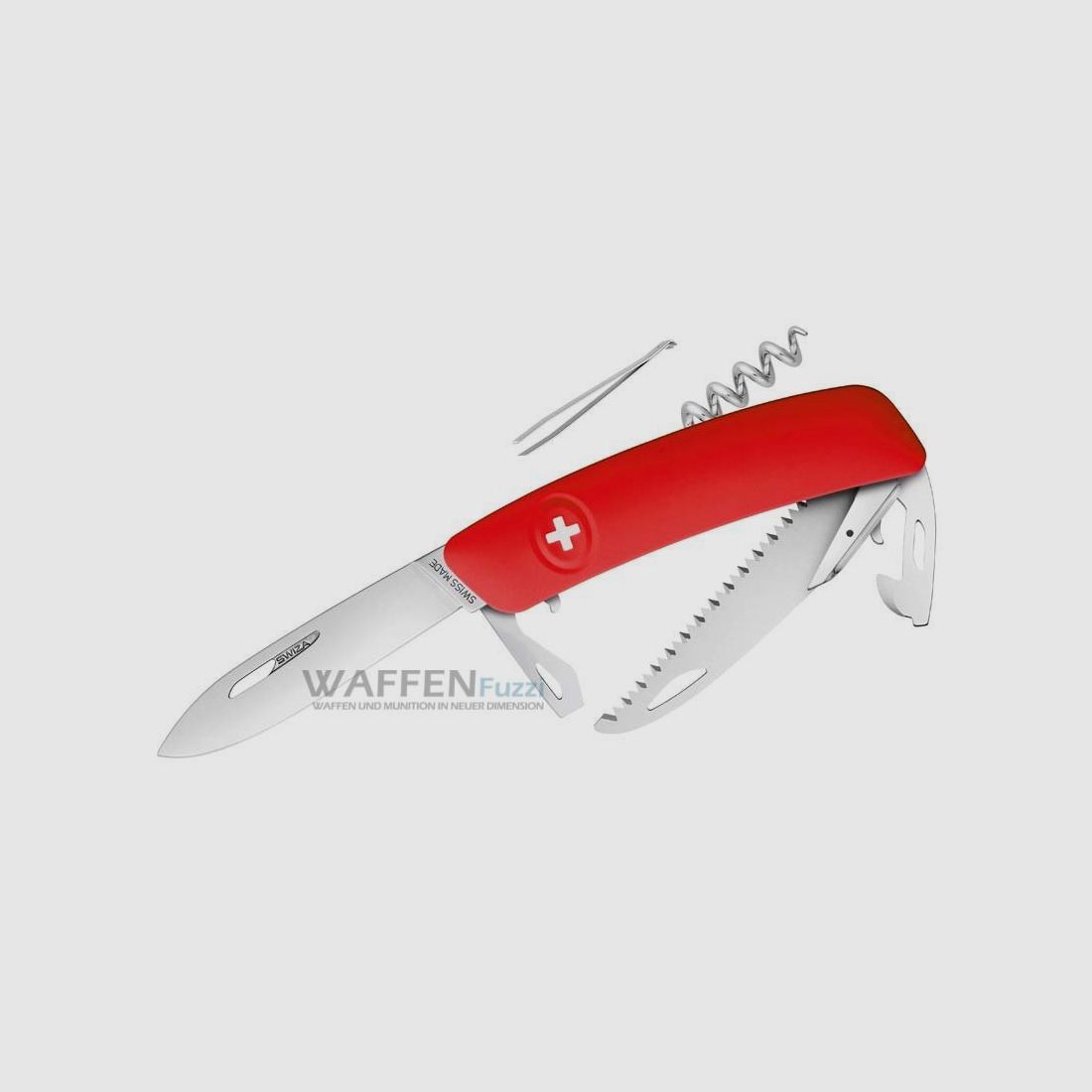 SWIZA Taschenmesser D05 Stahl 440 roter Anti-Rutsch-Griff Säge und weitere 10 Funktionen