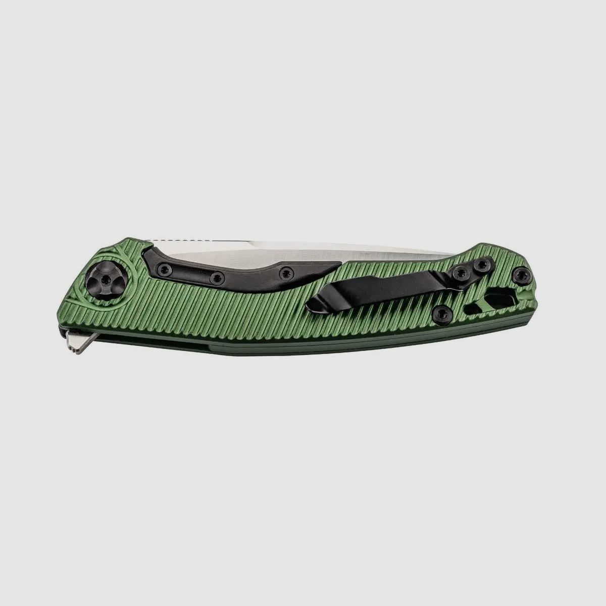 PUMA TEC One-Hand Knife, Green Aluminum with Clip, image 2 of 2