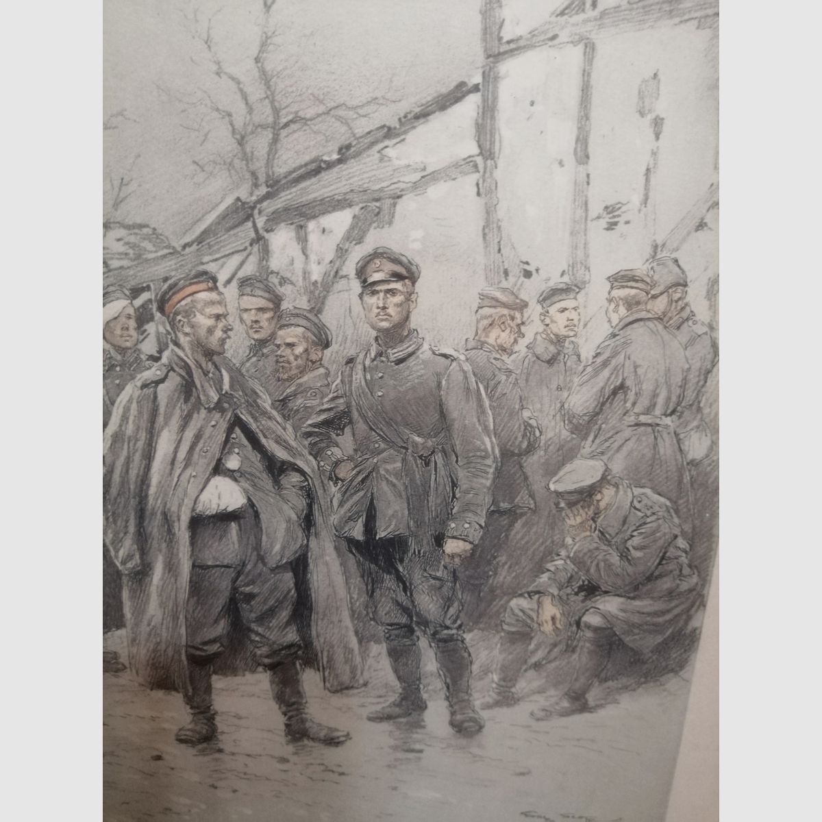 Sehr schöne Gravur von George Scott – Deutsche Gefangene Champagne – Sehr schöner Rahmen im militärischen Thema, Bild 7 von 7