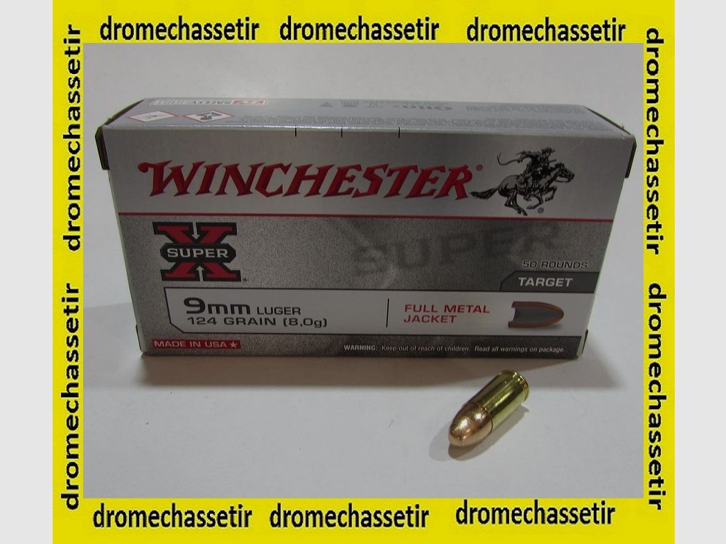 boites de 50 cartouches Winchester 9×19 Luger FMJ 124 Grains