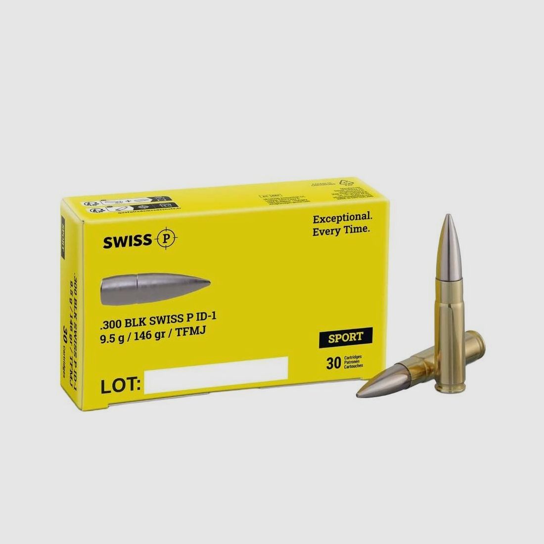 Swiss P Büchsenpatronen .300 BLK ID-1 9,5 g / 146 gr / TFMJ / 30 Stk