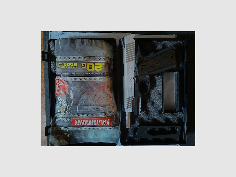 Cybergun COLT 1911 RAIL GUN Dual Tone Silver Vollmetall CO2 Blow Back  inkl. Koffer und Munition NEU