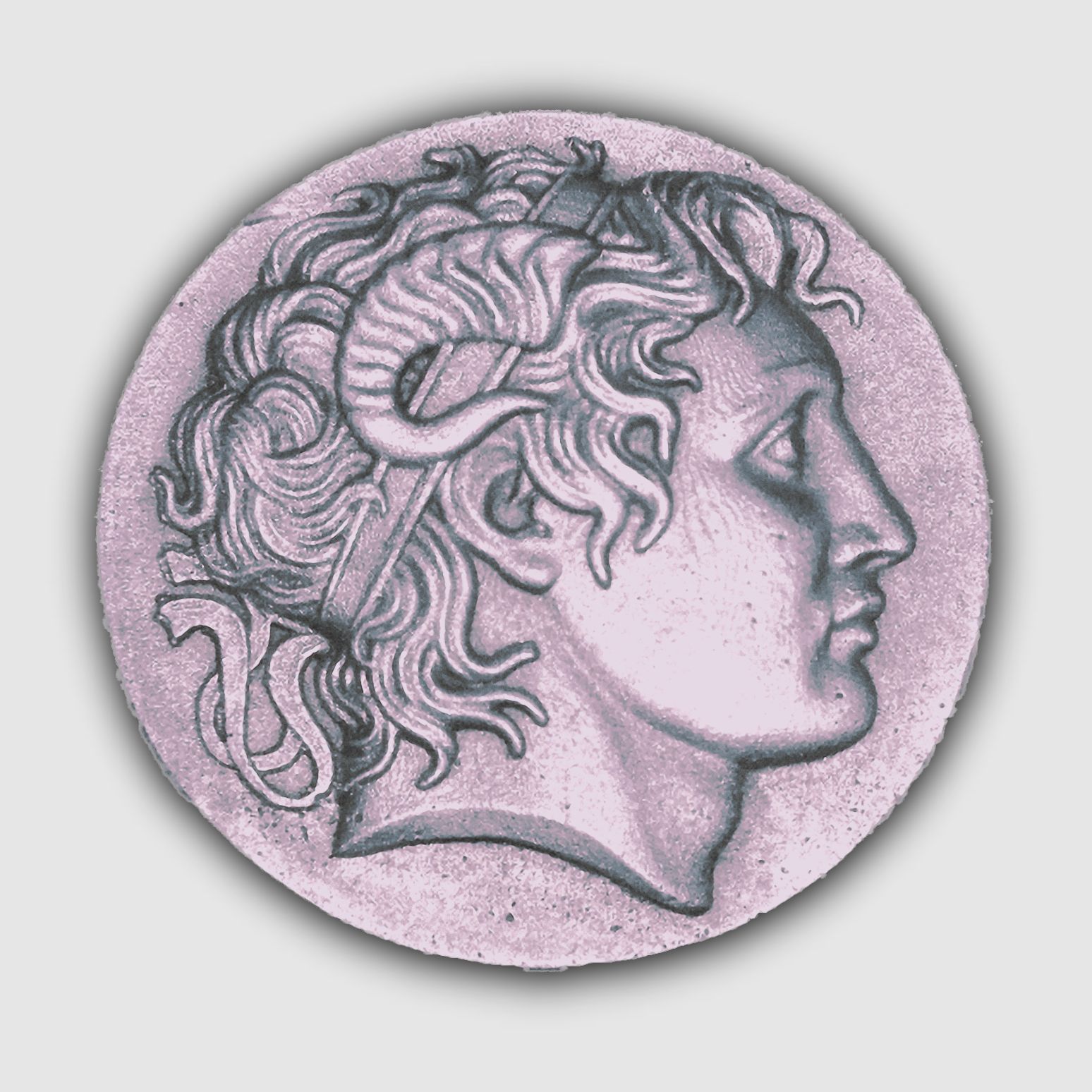 Alexander der Große -  Gürtelschnalle mit Ledergürtel seltenes klassisches Motiv  3d Flachrelief