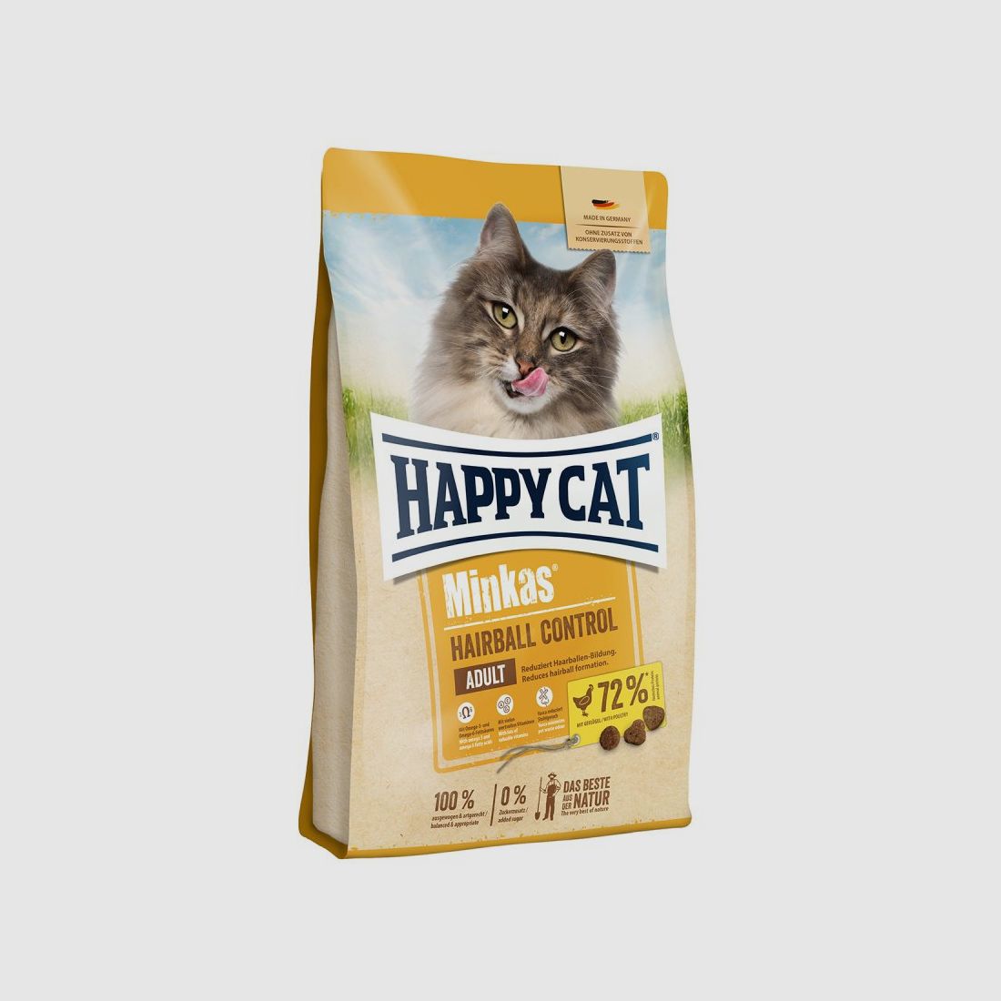 Happy Cat Katzen Trockenfutter Minkas Hairball Geflügel 1,5 kg x 4 Stk.