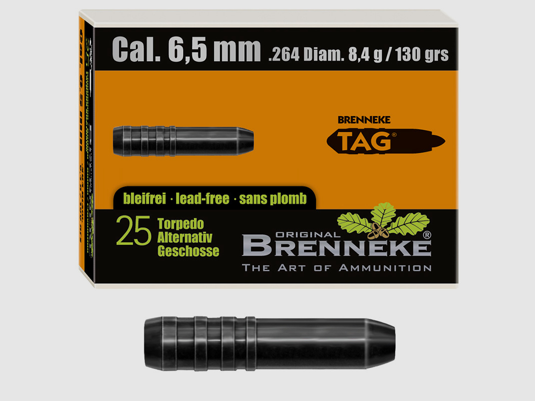 Proiettile Brenneke 6,5mm (.264) TAG 8,4g / 130grs 25 pezzi