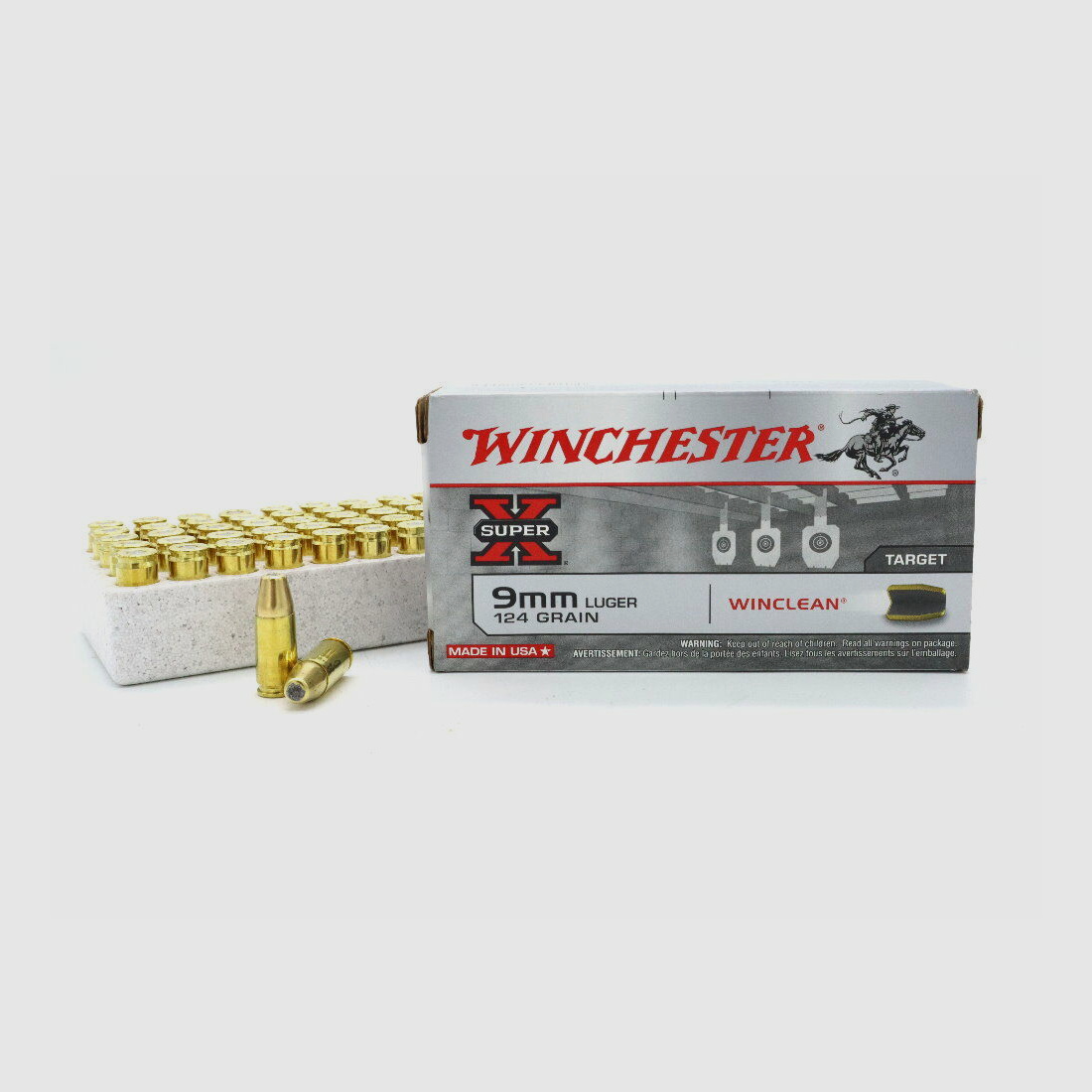 Winchester 9mm Luger Winchester Winclean Super X 8,0g / 124grs BLEIFREI 1000 Stück