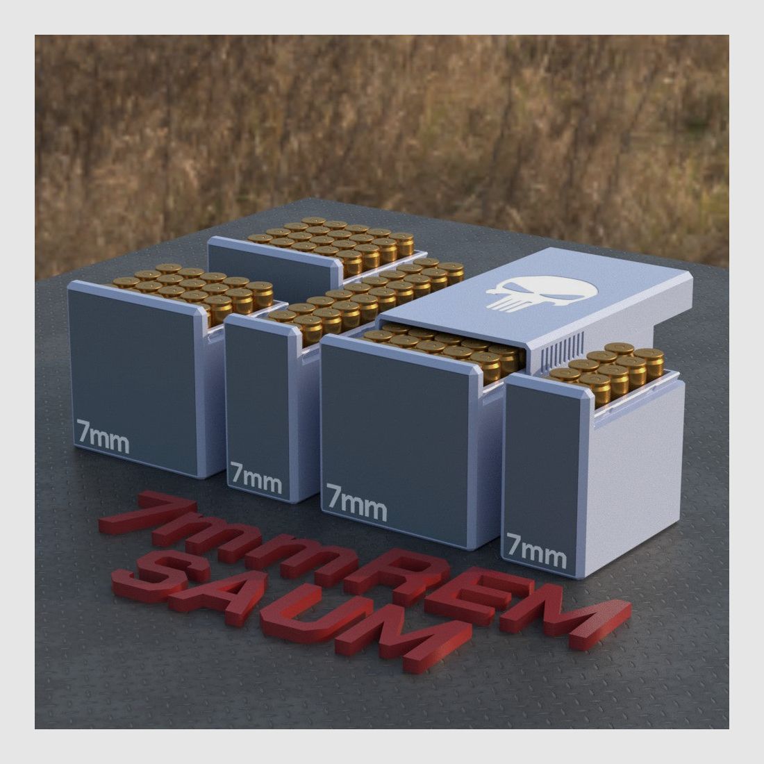 Filamelt Munitionsbox / Ammo Box 7mm REM SAUM – Patronenbox für 50 Schuss, Made in Germany
