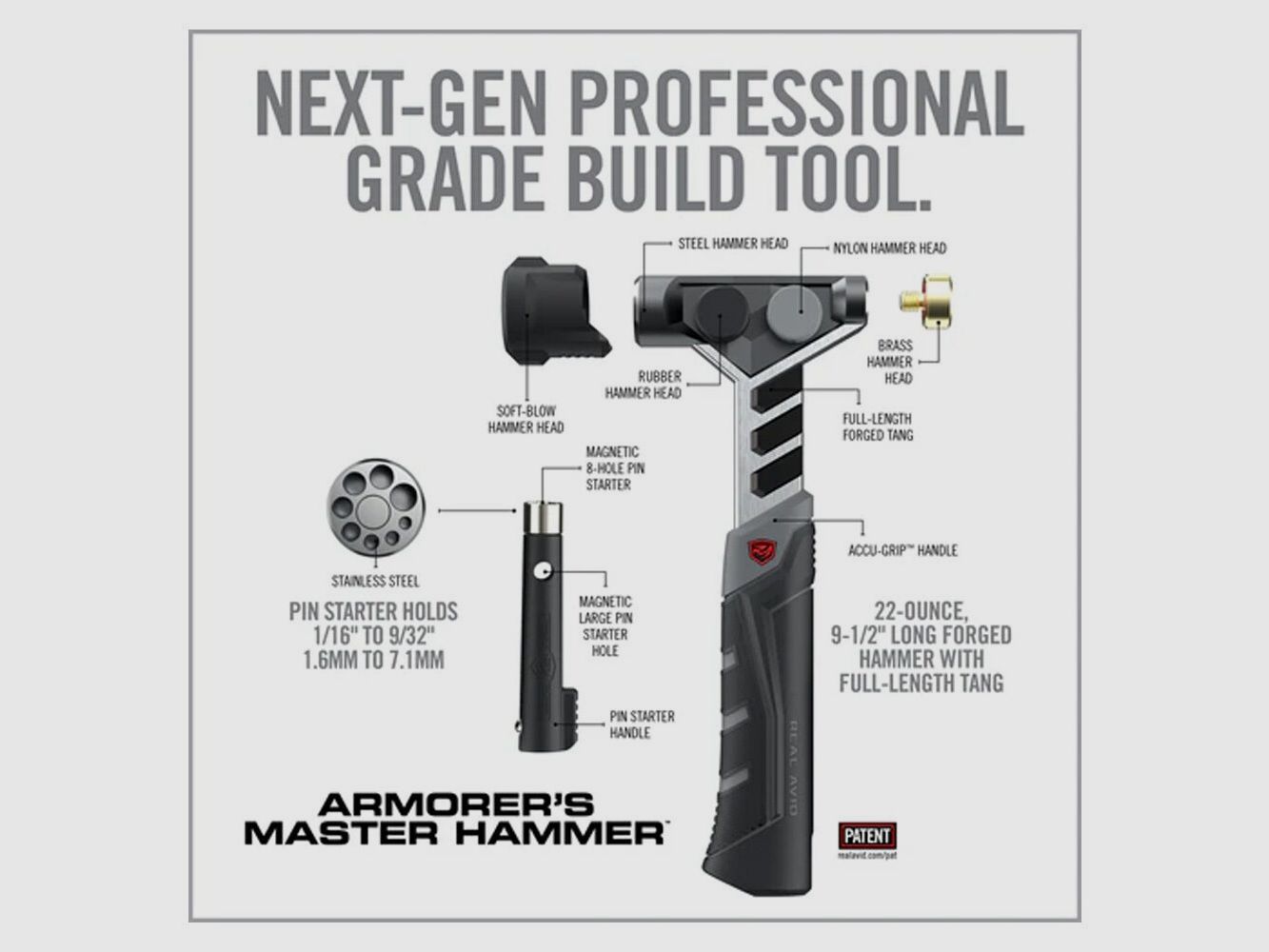 Real Avid Armorer’s Master Hammer et ensemble de poinçons Accu-Punch Std.