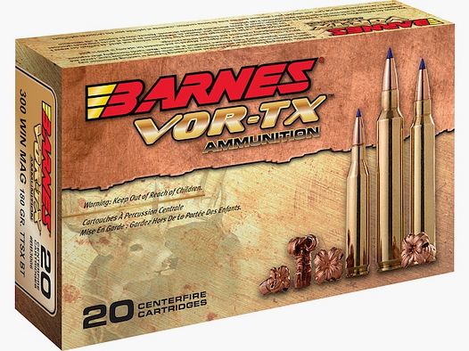 Barnes VOR-TX .300 Win. Mag. 180GR Tipped TSX Boat Tail 20 cartuchos