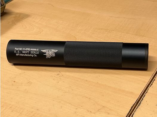 Deko geluidsdemper Navy Seal voor Airsoft met M14 negatief schroefdraad metaalversie zwart type 3
