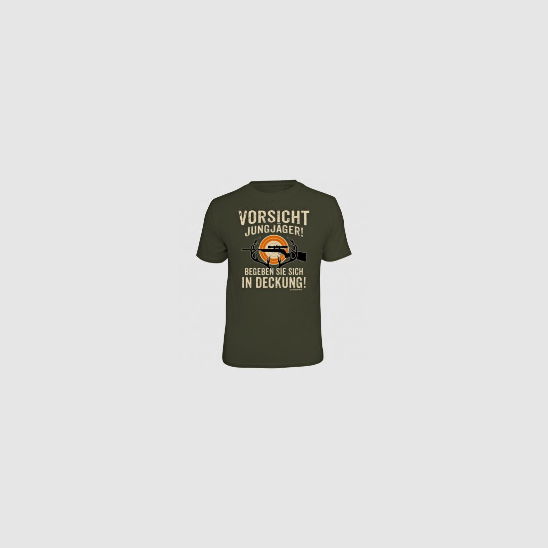 Kaderloos heren T-shirt "Voorzichtig jonge jager! Ga in dekking" | XL