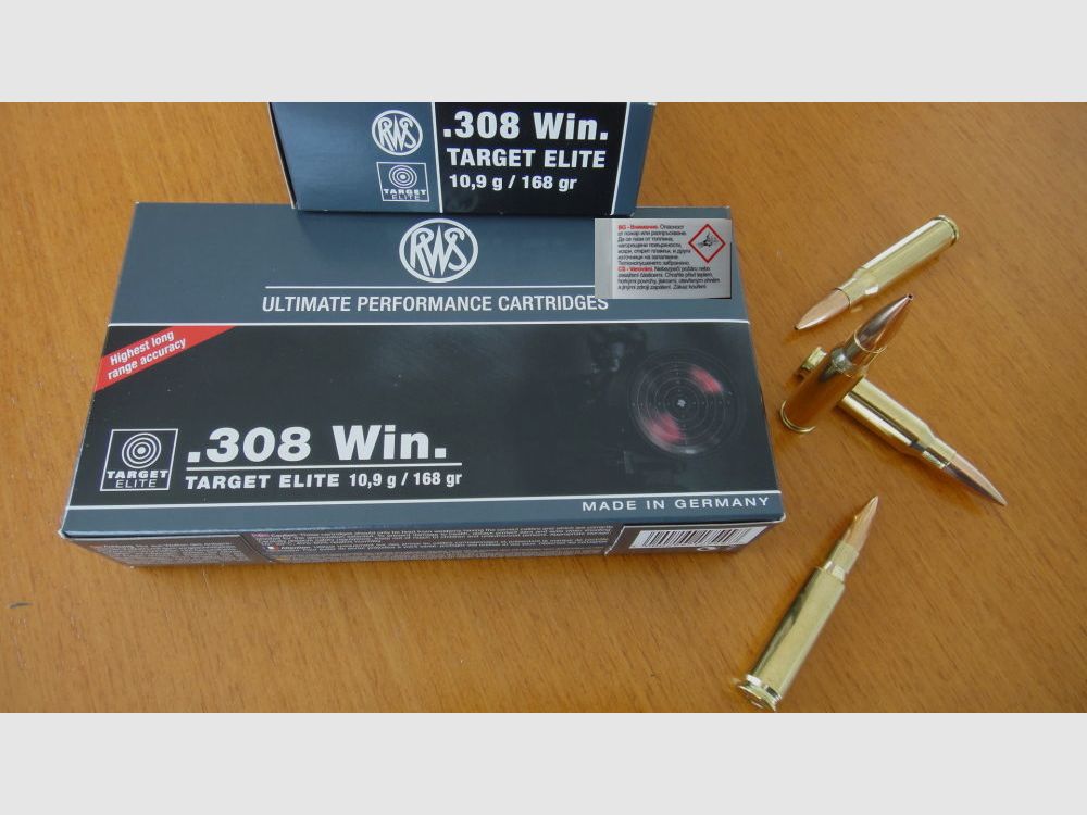 .RWS 20 cartridges RWS .308 Win.Target Elite 10.0g /154 grs.