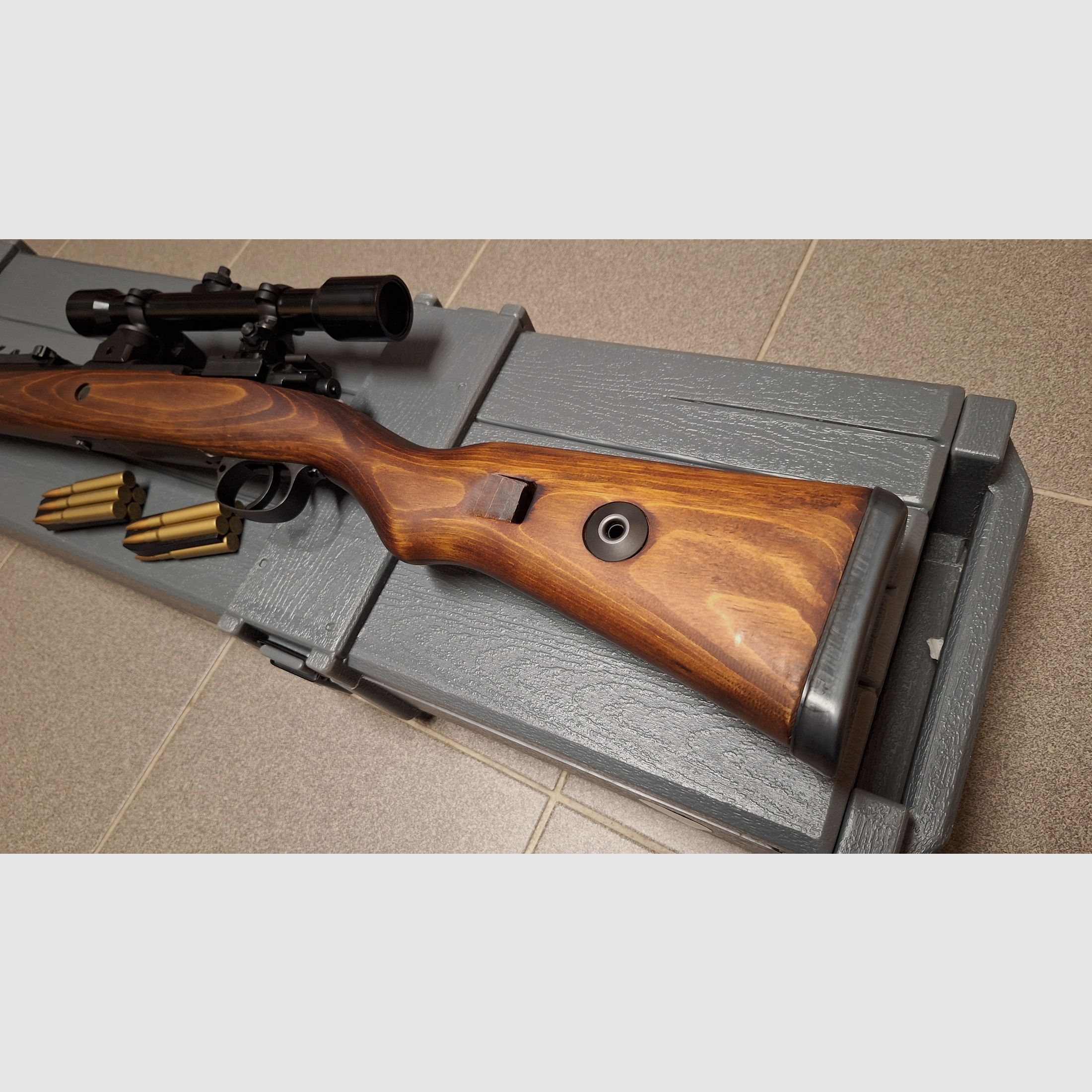 Ares Mauser Karabiner 98K acero rifle de cerrojo con ZF39 6mm BB madera real + caja de armas - ¡NUEVO!