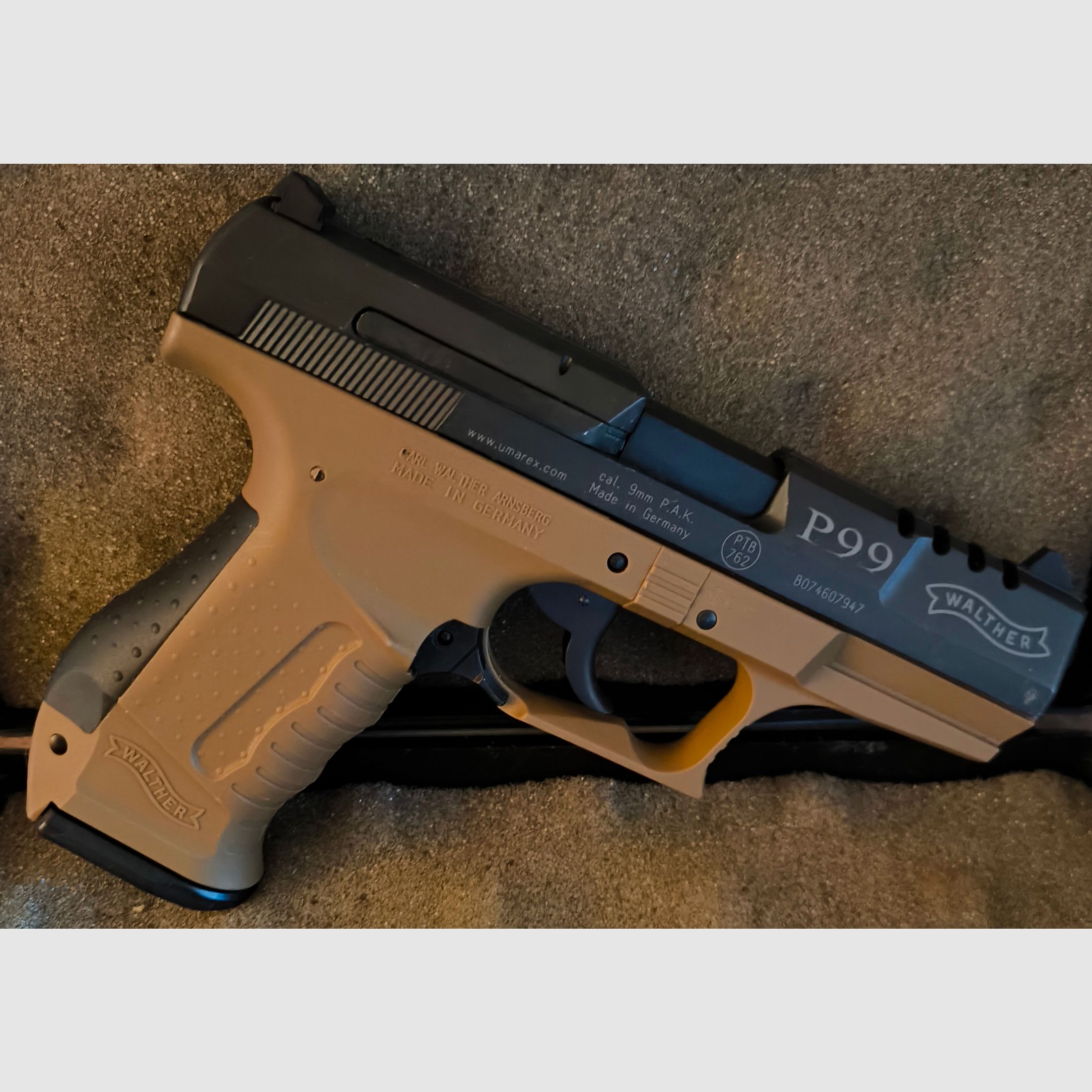 ⚠️ Uwaga kolekcjonerzy i fani Walthera, Walther P99-COMMANDO - ciemny brąz, kaliber 9mmPAK, strzelany tylko raz próbnie, jak nowy!!