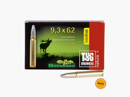 Brenneke 9.3x62 220GR TUG nature+ 20 cartridges