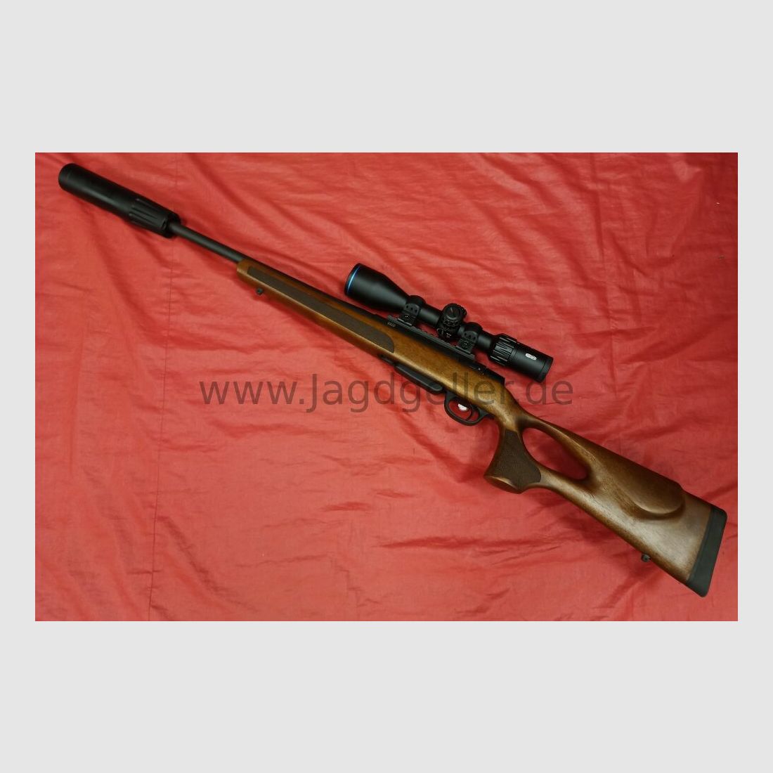 BRENNER BR20308 Win. drewniany uchwyt z otworem z 3-15x50 Meohunter LP .308Win