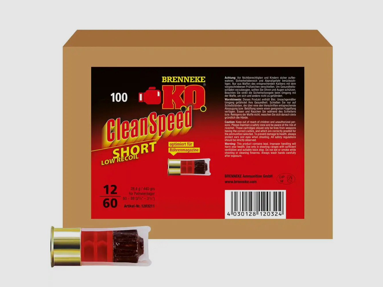 Brenneke K.O. CleanSpeed Short für Repetierflinten 28,4g 100er im BOX