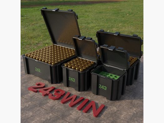 Filamelt Munitionsbox / Ammo Box .243 Win – Patronenbox ‘Klappdeckel’ – 20 / 25 / 50 / 100 Runden