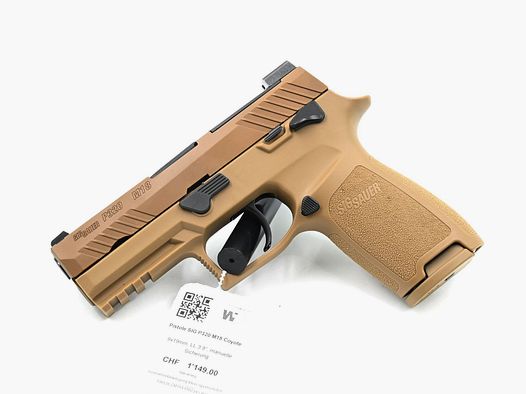 SIG P320 M18 Pistool, Coyote, 9×19, 3.9" Loop, Handmatige Veiligheid