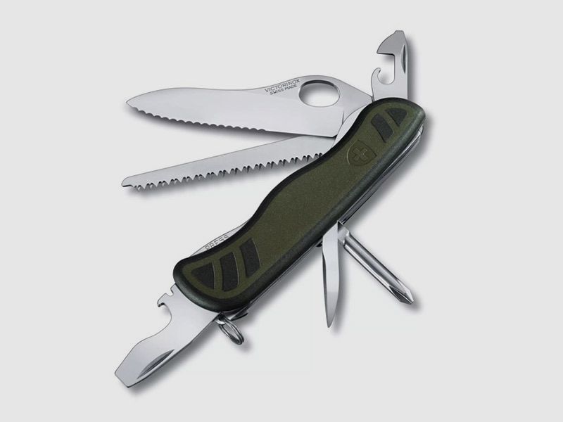Multitools Victorinox Schweizer Taschemesser Soldatenmesser LĂ¤nge 11,1 cm grĂĽn 10 Funktionen (P18)