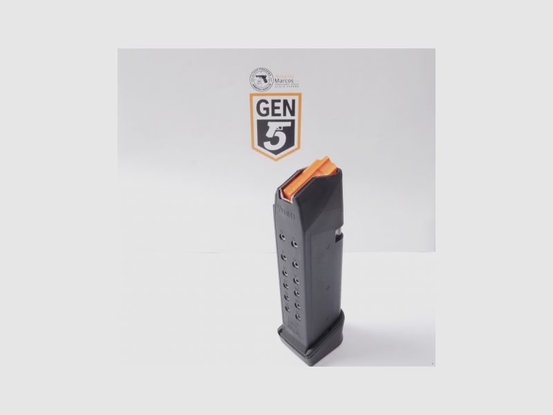 Magazin Glock 19+2 mit orangefarbener Auflage, Bild 1 von 3