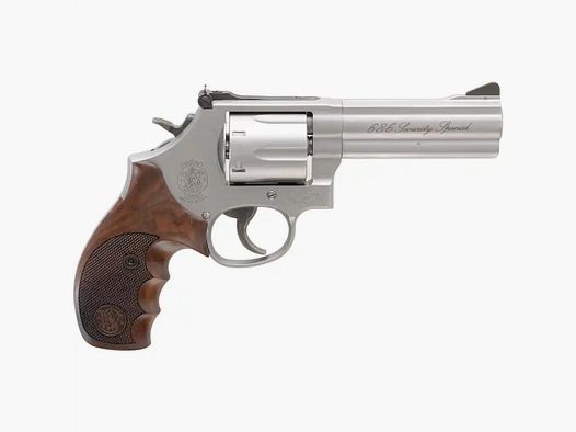 Smith & Wesson Revolver M686 "Security Special", 4", RB, .357 Mag. stainless/matt, NILL-Combatgriff